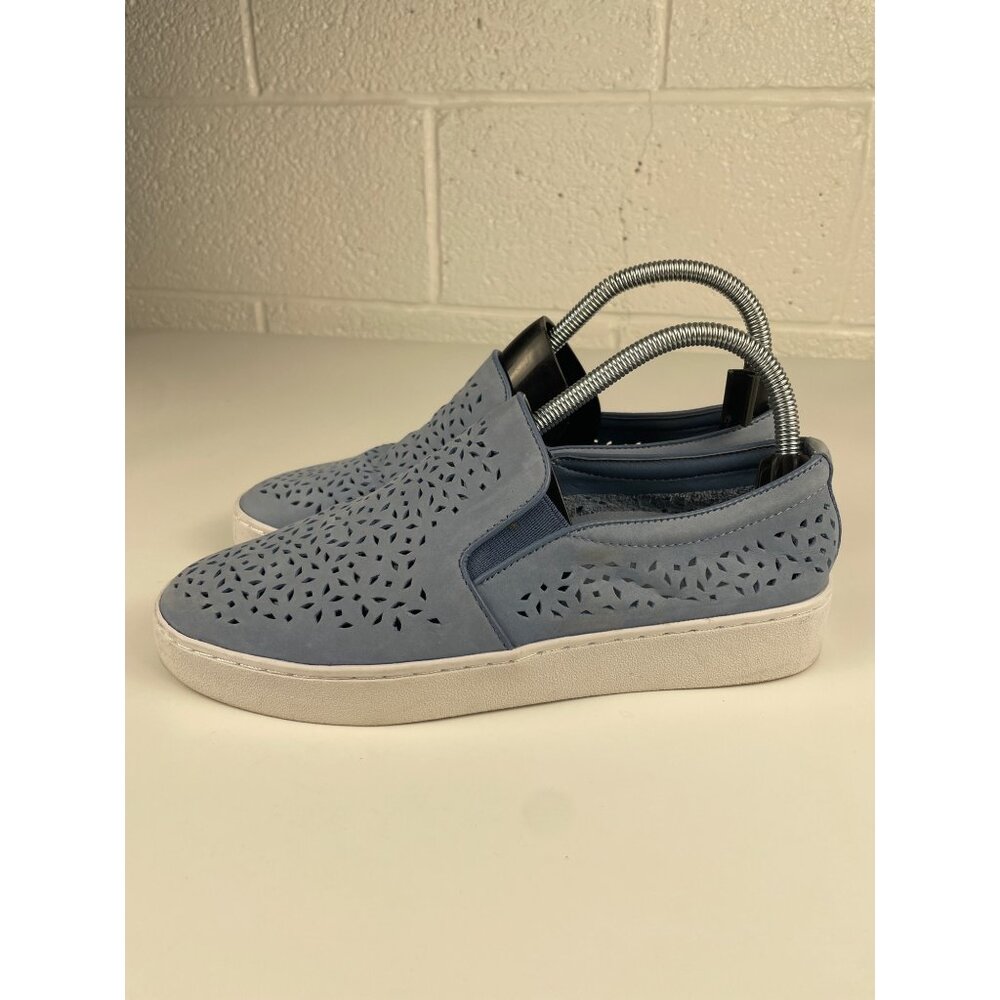 Vionic Women's 8 Midiperf Leather Lazer Cut Slip On Orthotic Flat Walking Shoe